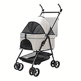 Faltbarer Kinderwagen für Haustiere,Haustier-Kinderwagen mit abnehmbarem Transportkorb für kleine Hunde und Katzen,Geeignet für kleine Hunde und Katzen bis zu 44 lbs