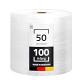 LOGIC PACK Premium Luftpolsterfolie 1 Rolle 100m x 50cm Breit - Noppenfolie Ideal für Versand, Verpackung und Umzug | 2-schichtig 50my Starke Folie Bubble Wrap Verpackungsmaterial Polstermaterial