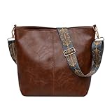 Namenand Umhängetasche Damen Große Leder Crossbody Bag Damen Moderne Taschen mit Breiter Gurt Leder Hobo Bag Shopper Tasche mit Abnehmbarem Schultergurt für Alltag, Schulausflug und Einkauf - Braun
