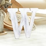 MeteoraPrime 20 cm Holzbuchstaben Vintage aus Holz, weiß, unlackiert, für die Wanddekoration, stehende Buchstaben, Scheiben, Dekoration, für Handwerk, Zuhause, Party, Projekte (W)