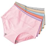 QINCAO Unterhosen Damen, 6er Pack Hohe Taille Slips Baumwolle Unterwäsche, Stretch Atmungsaktiv Panties Weich