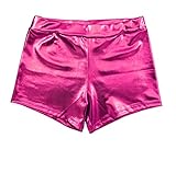 Glänzende Metall-Shorts für Damen, sexy Damen, für Discoteak- und Partykostüme, fuchsia, S