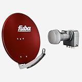 Fuba Sat Anlage 4 Teilnehmer | DAA 780 R Satellitenschüssel 80cm Alu rot (Testergebnis: ausgezeichnet)* + Fuba DEK 417 Quad LNB 4 Teilnehmer (DVB-S2, HDTV, UHD 4K/8K, 3D) mit LTE-Störfilter