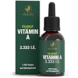 VITACTIV Vitamin A Tropfen Hochdosiert - 50ml, 1700 Drops für 850 Tage) - 1000µg (3333 IE) A-Vitamin pro Tag - Hoch Bioverfügbares Retinylpalmitat, MCT Öl - Aus Deutschland, Laborgeprüft, Vegan