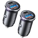 LISEN 2-Pack Zigarettenanzünder USB C - 54W Metall Auto Ladegerät, PD&QC3.0 KFZ Ladegerat 12V USB Adapter Steckdose Schnelle Aufladung Auto Gadgets für iPhone 17 Pro Max Air, Galaxy S25 Ultra, iPad
