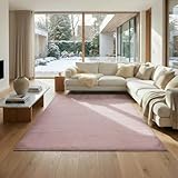 Jimri Flauschiger Teppich Läufer - Hochwertiger Kurzflor für Zuhause, Büro, Küche, Eingang, Flur, Wohnzimmer - Maschinenwaschbar - Rutschfester Teppich Waschbar - 80x150 cm - Rosa