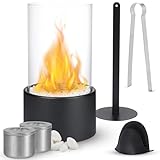 Dreamhigh® Bioethanol Kamin, Tischkamin Indoor, Tischfeuer für Indoor & Outdoor mit Deko Steinen, Tragbare Bio Ethanol Feuerstelle, Unendliche Brenndauer