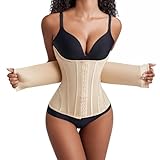 Yixinly Korsett Damen Bauchweg Doppelte Verschlüsse, Waist Trainer Doppellagiges Verschlusssystem Bauchweggürtel Damen Waisttrainer Taillenformer, Verbessern Sie die Körperformung Beige (M)