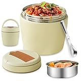 BORDEAG Thermobehälter Für Essen, 1.2L Thermo Lunchbox Mit Faltbarem Löffel, Thermobecher Essen, Thermoschüssel, Warmhaltebehälter Essen Für Warmhalten Von Speisen Und Suppen Verwendet