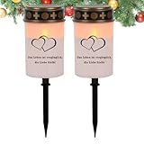 Grablichter – Set mit 2 Rasenleuchten, Gartenleuchten mit Erdspieß für Wege, Friedhof, Innenhof, Dekoration für Partys