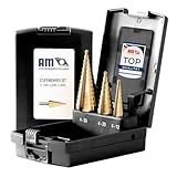 AM-Zerspanungstechnik HSS TiN Stufenbohrer Set 3-tlg | Schälbohrer Satz | Stufenbohrer Metall, Holz, Kunststoff | Konusbohrer (3er Set Ø4-12 | Ø4-20 | Ø4-30)