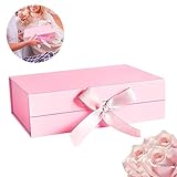 LETTERASHQP Geschenkbox Pink,Geschenkbox mit Deckel,21 * 17 * 7 cm Geschenkbox Rosa Gross,Geschenkverpackung Box mit Band für Hochzeit Geburtstag Weihnachten Jubiläum