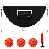 TOYMIS Trampolin Basketballkorb, Abreißrand zum Eintauchen TrampolinBasketballaufsatz mit Mini Basketbällen TrampolinZubehör für Kinder Erwachsene Innen und Außenbereich (Schwarz)