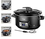 Russell Hobbs Multikocher 3-in-1 [Slow Cooker, Sous Vide, Bräter + Kerntemperatursensor] schwerer 6,5l Keramik-Gartopf für opt. Temperaturverteilung (digitales Display/Timer,Temperaturanzeige)25630-56