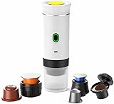 Micmetago Tragbare Kaffeemaschine mit Akku – 3-in-1 Espressomaschine für Kaffeepads & gemahlenen Kaffee – USB-C Ladefunktion, kompakt & leicht – ideal für Reisen, Auto & Camping (Weiß)