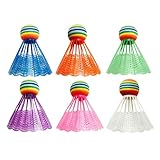 Rainbow Head Badminton,Badmintonball,Schlagfeste Spielbälle Bunter Trainingsball | 6 Stück Regenbogen-Kugelkopf, stoßfeste Badminton-Spielzeugbälle für Sporttrainingsaktivitäten