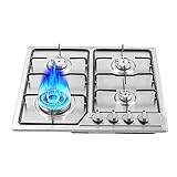 23 zoll Gasherd Gaskocher 4-flammig Einbauherd Gaskochfeld Propan/Erdgas Gaskocher Edelstahl Gas Stove