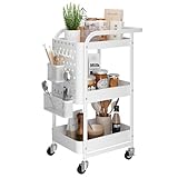 Dripex Küchenwagen, Servierwagen, Metall, 3 Ebenen, Rollwagen mit Lochplatte Rollen Haken Körbe Griffe für Küche und Büro Garagen