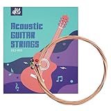 Gitarrensaiten Klassische Gitarre Konzertgitarre Saiten Gitarrensaiten Akustikgitarre Kupferbeschichtete Saite für Klassische-, Konzert-& Akustik-Gitarre - 6 Saiten Set inkl. 2 Plektren Stärke 12–53