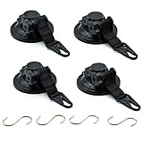 Vicera 4er Set Saugnapf Haken • Saughaken Extra Stark • Saugnäpfe Camping Wohnmobil Wohnwagen für Fenster Glas Bad Küche Badezimmer • bis 12KG Belastbar