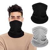 Sibba Hals Gamaschen Gesichtsabdeckung Maske 2PCS Ski Schal Bandana Dicke Atmungsaktive Arbeit Laufrad Kaltes Wetter Sonnenabdeckung Schutz Schweiß ableitende Halbarm Männer Frauen Freien Schwarz/Grau