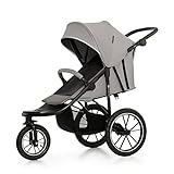 Kinderkraft HELSI Buggy bis 27 kg, Buggy ab geburt, Baby Jogger, Laufkinderwagen mit große Luftreifen, Liegefunktion, Verstellbarer Elterngriff, Zusammenklappen, Untersitzkorb, Grau