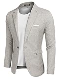 COOFANDY Sakko Herren Sportlich Anzugjacke Sakkos Sportlich Slim Fit Langarm Business Hochzeit Hellgrau M