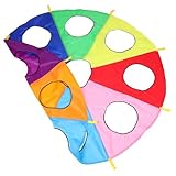 BRIGHTFUFU Buntes Regenbogen schwungtuch mit Löchern für Kooperative Kinderspiele und Outdoor aktivitäten Fördert Sensorische Entwicklung Reaktionsfähigkeit und Bewegung im Kindergarten und