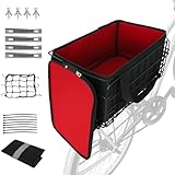 Fahrradkorb Hinten Abnehmbar, Faltbarer Metall-Gepäckkorb Tragfähigkeit 22 kg, Transportkorb für Haustiere & Lebensmittel, Inkl. Innentasche, Universeller Fahrradträger für Fahrräder und E-Bikes