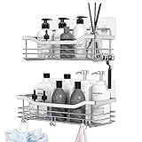 Orimade Duschregal ohne Bohren Edelstahl Duschablage mit 5 Haken Duschkörbe für Bad Küche Toilette 2 Stück