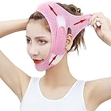 VIKSAUN Doppelkinn-Reduzierer, V-Linie Maske, Face-Lifting Maske, gesichtsverschlankendes Band, Facial Strap, Kinnband, Anti-Falten-Gesichtsmaske für schlaffe Gesichtshaut（Rosa）