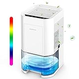Luftentfeuchter elektrisch,1200ml Raumentfeuchter für zuhause leise,klein dehumidifier Automatisches Abtauen für Keller Badezimmer,7 Farben Licht Entfeuchter mit Timer -Gegen Feuchtigkeit,Nacht modi