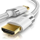 CSL - 8k / 4k HDMI Kabel 2.1/2.0-4m - 8K @ 60Hz / 120Hz - 4K @ 240Hz - 48 Gbit/s - 3D - Ultra High Speed mit Ethernet - TV Blu-ray PS5 Xbox Series X Switch - weiß - 4 Meter