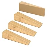 LLMtn 4 Stück Bambus Fester Türstopper boden mit Gummi,Holzkeile für alle Arten von Türen,Türstopper rutschfest für alle Böden,Türstopper rutschfest,bamboo Door stoper