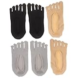 SHERCHPRY 3 Paare Damen Low Cut Zehensocken mit Getrennter Zehenkonstruktion Atmungsaktive Unsichtbare Sneakersocken aus Weichem Material Rutschfest und für Alltag und Sport