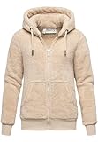 REPUBLIX Damen Teddy Sweatjacke Plüsch Hoodie Pullover Zipper Jacke RD-015 Beige L