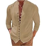 Hemd Herren Stehkragen Langarmshirt Vertikale Streifen Oberteile Button Down Longsleeve Einfarbig Tops Autumn Winter Hemden Modisches Bequem Urlaub Shirts Lässiges Leichte Strandhemd Trainingsshirt