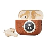 Kabellose Ohrstöpsel – In-Ear-Kopfhörer im Vintage-Leder-Design, Geräuschunterdrückung, lange Akkulaufzeit, Kopfhörer für Sport und Reisen, kabellose Ohrhörer