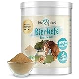 Ida Plus - Reines Bierhefe-Pulver - 500g - 100% Naturprodukt für Hunde, Katzen & Pferde - Futterergänzung für glänzendes Fell & kräftige Haut - reich an B-Vitaminen, Mineralien & Spurenelemente