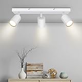 Kambo Weiß Strahler Deckenleuchte 3 Flammig LED - Schwenkbar Deckenstrahler GU10 - Modern Deckenlampe 3 Spot - Metall Wandstrahler Deckenspot Innen Wohnzimmer - Ohne Leuchtmittel