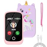 Alutoria Kinder Handy, Mini-Telefon für Mädchen Jungen, 2.8 Zoll großer Touchscreen Smartphone Kinder 16 Spiele Anruf SOS Kamera Musik Schrittzähler Wecker, kindertelefon Jungen ab 4-9 Jahre (Rosa)