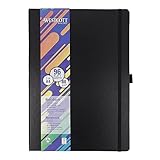 Westcott Notizbuch DIN A4 kariert | 192 Seiten im edlen Hardcover-Einband | 80 g/m² nachhaltiges FSC-Mix Papier | mit Innentasche, Lesezeichen, Gummizug und Stifthalter | E-1744829 00