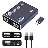 Balabaxer 4K-Audio-Video-Aufnahmekarte, USB 3.0 ohne HDMI-Kabel, Full HD 1080p-Aufnahmegerät für Videobearbeitung, Spielaufzeichnung, Online-Unterricht
