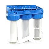 Naturewater NW-BR10B4 3 Stufen Wasserfilter, 5 µ, 20,67 mm (1/2'), Ø60 mm PP Kartusche, Filter Wandhalterung, Filterschlüssel, Sedimentfilter Aktivkohleblock Aktivkohlegranulat