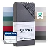 Blumtal® Basics Spannbettlaken Topper 180x200cmJersey - Bettlaken 180x200cm aus 100% Baumwolle - Oeko-TEX zertifiziertes Spannbettlaken für Topper 180x200 - Topper Spannbettlaken - Betttuch - Grau