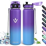 Trinkflasche Edelstahl, 1L BPA-Frei, Thermosflasche, Auslaufsicher, Thermoskanne, Doppelwandige Isolierung, Isolierflasche, Wasserflasche, 18/8 Edelstahl, Thermoskanne für Wandern, Laufen, Schule