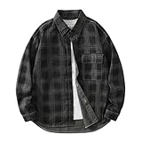 Herren Jeansjacke,Klassische Vintage Trucker-Jacke, Verwaschene Jeansjacke, Kariert, Stretch-Jeansjacke, Button-Down-Übergangsjacke, Lockere, Lässige Cowboy-Jacke Für Damen Und Herren, Schwarz, X