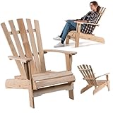 KADAX Adirondack Stuhl, Gartensessel aus Holz, Gartenstuhl mit Hoher Rückenlehne und Armlehnen, Relaxstuhl, Outdoor Holzsessel für Garten (Hell)