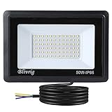 Blivrig 50W LED Strahler Außen Kalt Weiß 6000K 5000LM, 72 LED Scheinwerfer Aussen, IP66 Wasserdicht Fluter, Gärten Außenstrahler, für Hof, Garage, Lager