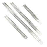 SRTSTR 4er Set Edelstahl Lineal Metall 15cm 20cm 30cm 40cm Metalllineal Stahlmaßstab Stahllineal mit Doppelseitenskala Kante Messwerkzeug Edelstahllineale für Lehre Büro Zeichnen Engineering